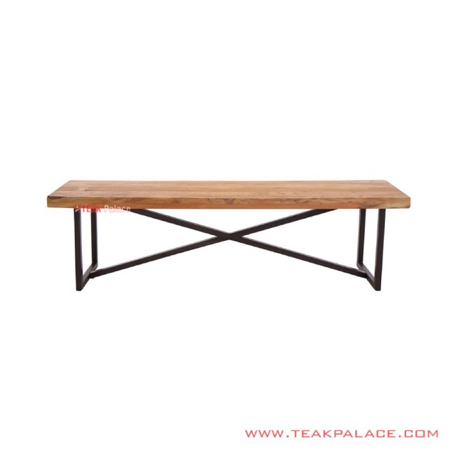 Bangku Kayu Jati Kaki Besi Minimalis Seri Eiland