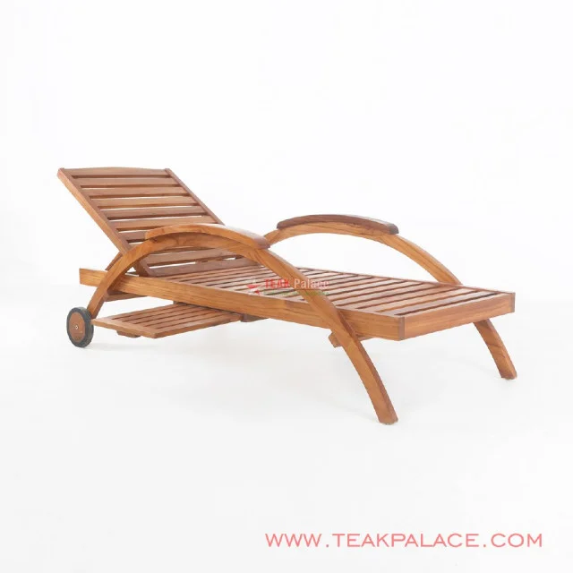 Sun Lounger Lengkung Bangku Kolam Renang Kayu Jati Minimalis
