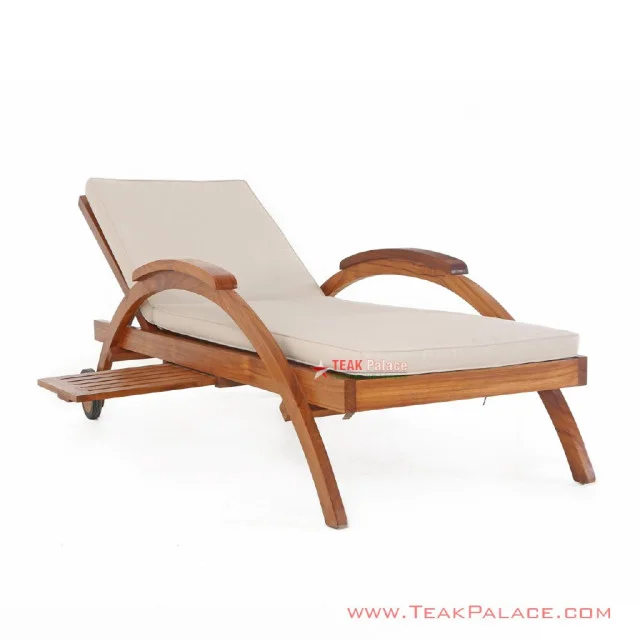 Sun Lounger Lengkung Bangku Kolam Renang Kayu Jati Minimalis