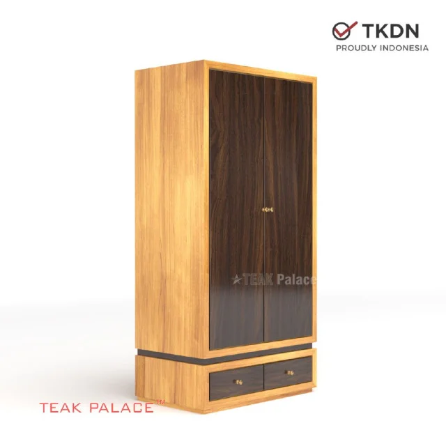 Lemari Kayu Jati Untuk Baju Minimalis 2 Pintu Seri Kubik
