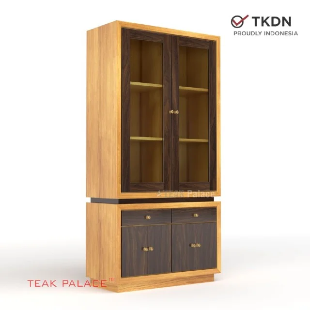 Lemari Kaca Minimalis Buku dan Pajangan Kubik