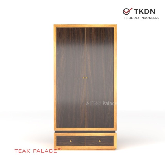 Lemari Kayu Jati Untuk Baju Minimalis 2 Pintu Seri Kubik