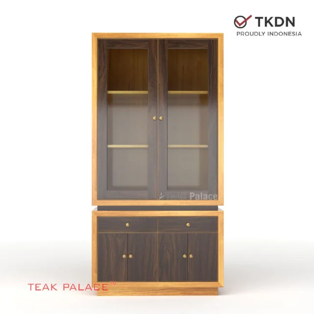 Lemari Kaca Minimalis Buku dan Pajangan Kubik