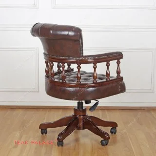 Kursi Kantor Direktur Mewah Klasik Kulit Antik Kayu Jati TKDN Alero