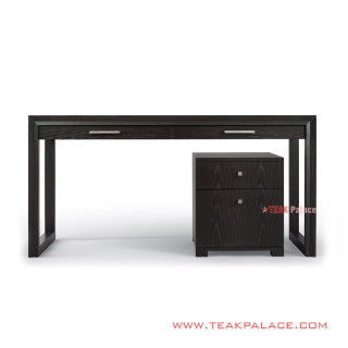 Meja Belajar Kayu Jati Solid Hitam Seri Aries