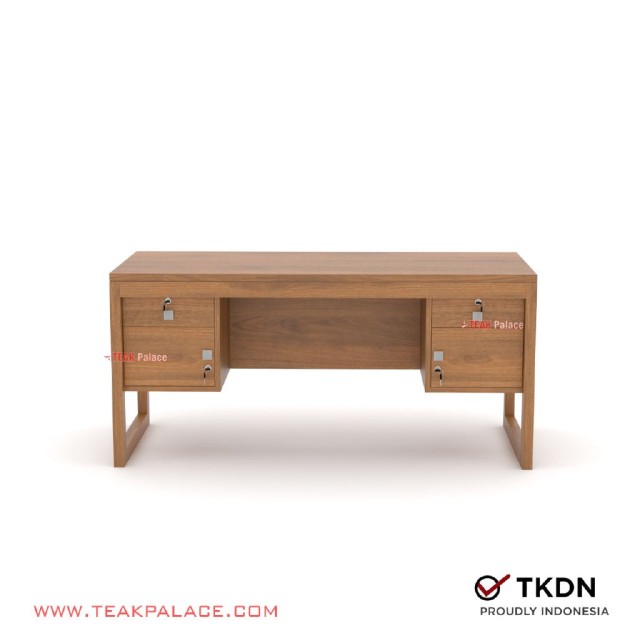 Meja Kantor 1 Biro Minimalis Modern kayu Jati Seri Omoda