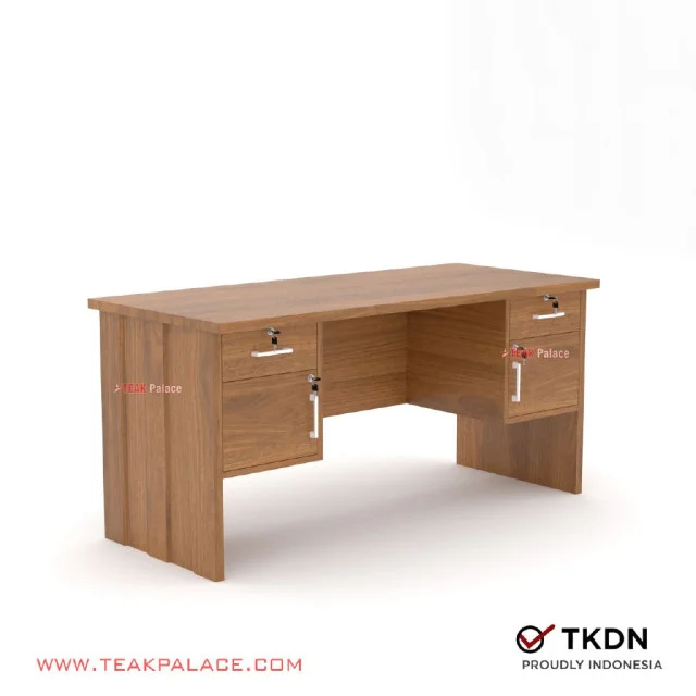 Meja Kerja 1 Biro Minimalis Kayu Jati Seri Armada