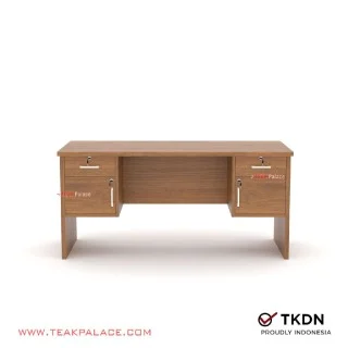 Meja Kerja 1 Biro Minimalis Kayu Jati Seri Armada