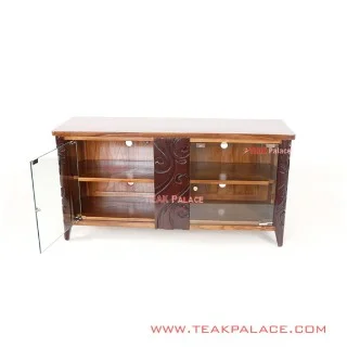 Meja TV Ukir Modern Kayu Jati Seri Palembang