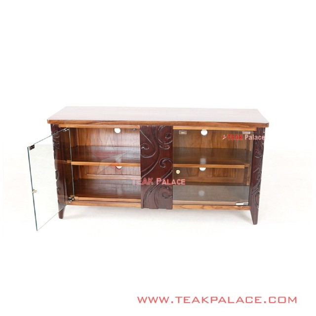 Meja TV Ukir Modern Kayu Jati Seri Palembang