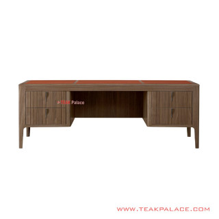 Meja Kerja Seri Derby Kayu Jati Top Table Kulit