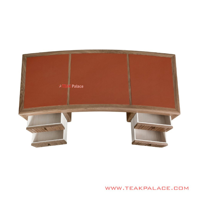 Meja Kerja Seri Derby Kayu Jati Top Table Kulit Meja Kerja Seri Derby Kayu Jati Top Table Kulit