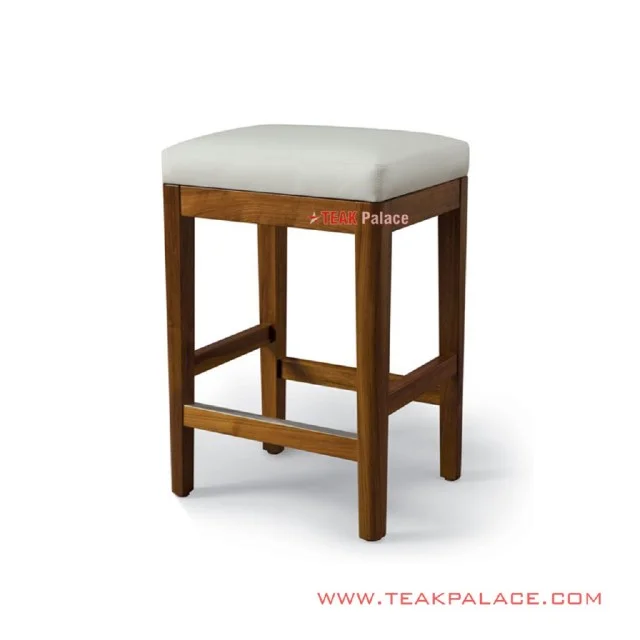 Stool Bar Jok Minimalis Kayu Jati Oscar Putih