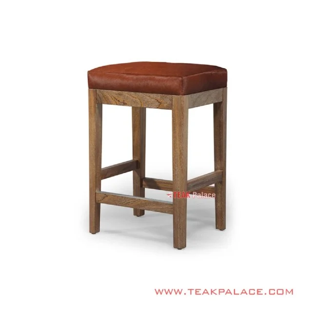 Stool Bar Cafe Minimalis Kayu Jati White Wash Rustic Oscar Brown
