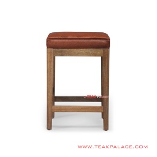 Stool Bar Cafe Minimalis Kayu Jati White Wash Rustic Oscar Brown