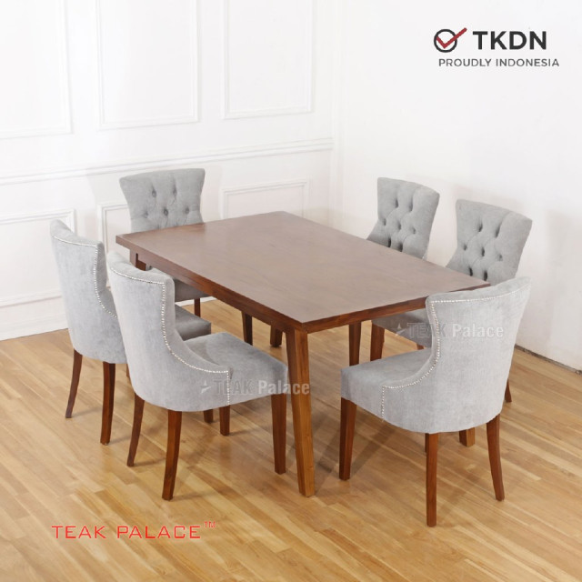 Meja Makan 6 Kursi Kayu Jati Almera Abu-abu Meja Makan 6 Kursi Kayu Jati Almera Abu-abu