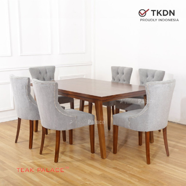 Meja Makan 6 Kursi Kayu Jati Almera Abu-abu Meja Makan 6 Kursi Kayu Jati Almera Abu-abu