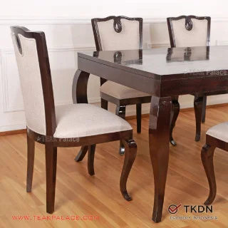 Meja Makan 6 Kursi Kayu Jati Minimalis Mewah Seri Emporio