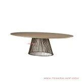 Meja Makan Bundar Seri Venezia White Wash Rustic