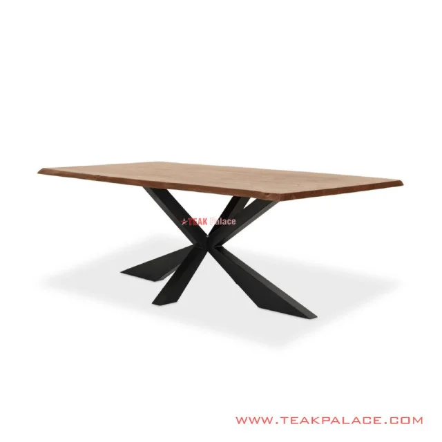 Meja Makan Hatton Kaki Besi Minimalis Jati