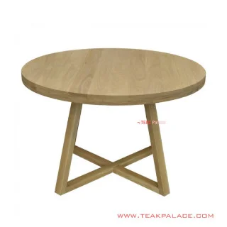 Meja Makan Mondy Bundar Kayu Jati Natural