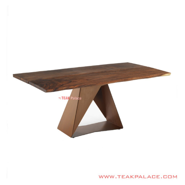 Meja Makan Jati Salak Brown Kaki Besi Brown Seri Camelo Meja Makan Jati Salak Brown Kaki Besi Brown Seri Camelo