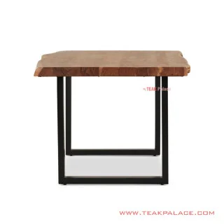 Meja Makan Kayu Jati Salak Brown Kaki Besi Hitam Seri Melani