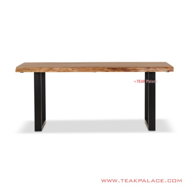 Meja Makan Kayu Jati Salak Brown Kaki Besi Hitam Seri Melani Meja Makan Kayu Jati Salak Brown Kaki Besi Hitam Seri Melani