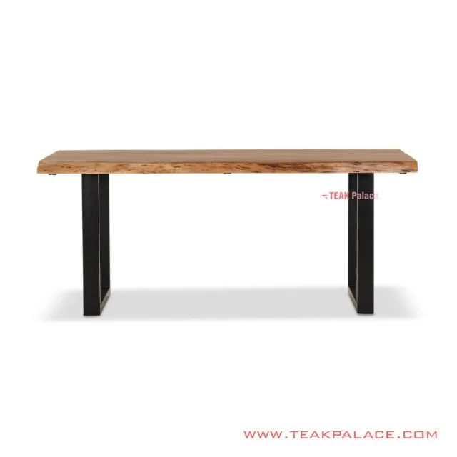 Meja Makan Kayu Jati Salak Brown Kaki Besi Hitam Seri Melani Meja Makan Kayu Jati Salak Brown Kaki Besi Hitam Seri Melani