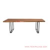 Meja Makan Kaki Besi Meh Solid Natural Seri Bogor 8 Seater