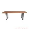 Meja Makan Kaki Besi Meh Solid Natural Seri Bogor 8 Seater
