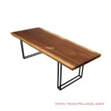 Meja Makan Kaki Besi Meh Solid Natural Seri Bogor 8 Seater