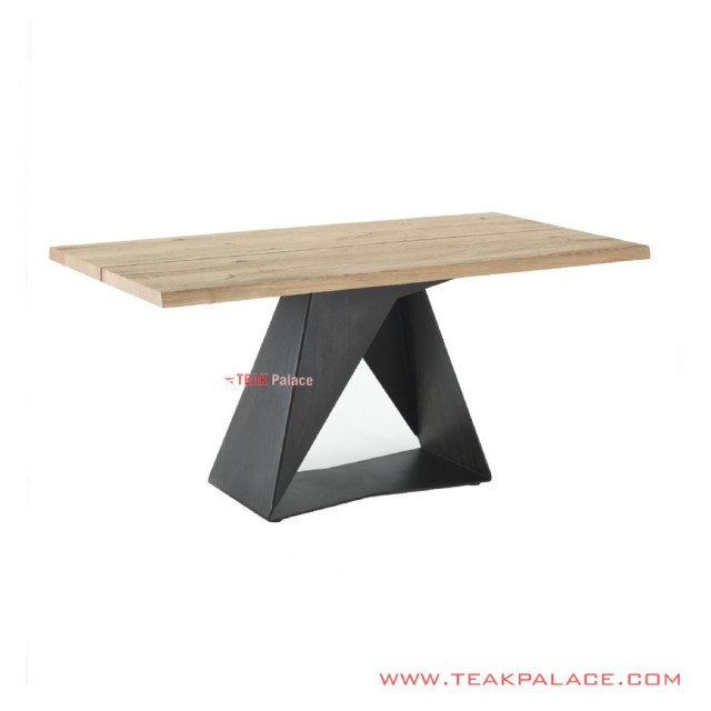 Meja Makan Kayu Jati Naural Kaki Besi Hitam Seri Camelo Meja Makan Kayu Jati Naural Kaki Besi Hitam Seri Camelo