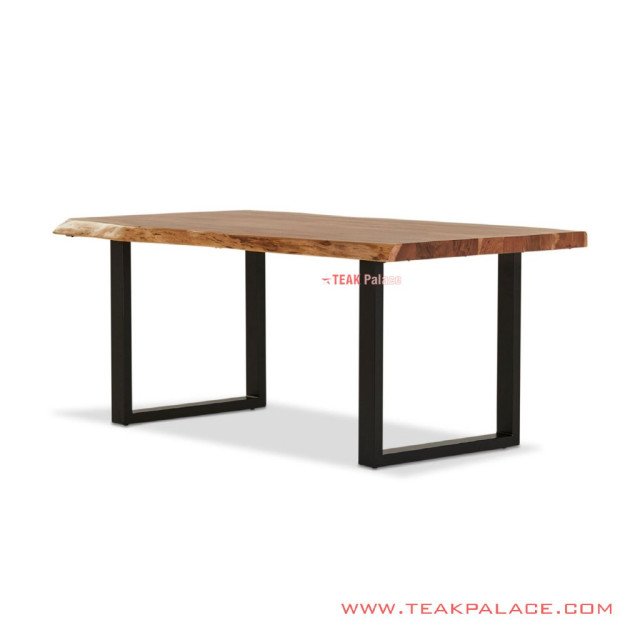 Meja Makan Kayu Jati Salak Brown Kaki Besi Hitam Seri Melani Meja Makan Kayu Jati Salak Brown Kaki Besi Hitam Seri Melani