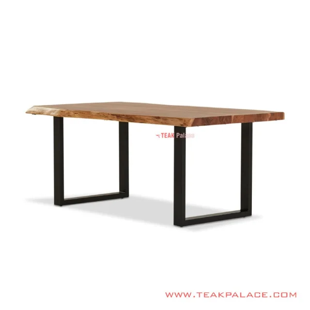 Meja Makan Kayu Jati Salak Brown Kaki Besi Hitam Seri Melani Meja Makan Kayu Jati Salak Brown Kaki Besi Hitam Seri Melani