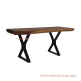 Meja Makan Seri Blora Klasik Minimalis Kaki Besi Salak Brown