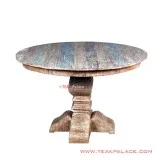 Meja Makan White Rustic Bundar Klasik Seri Jessica