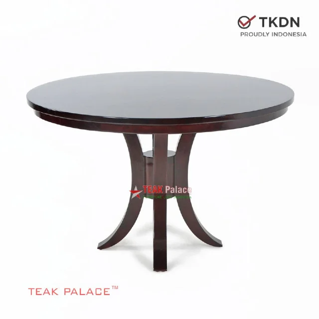 Meja Makan Bundar Kayu Jati Minimalis Mona