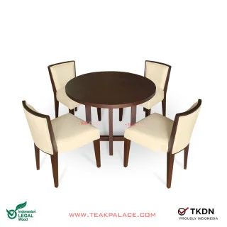 Meja Makan Bundar 4 Kursi Borara Ivory