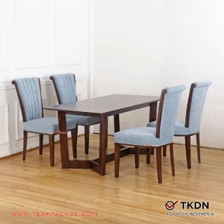 Meja Makan Set 4 Kursi Mewah Biru Seri Gama