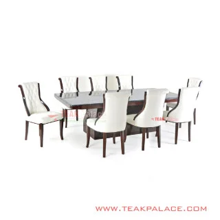 Meja Makan Mewah Marmer 8 Kursi Bulgari