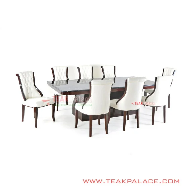 Meja Makan Mewah Marmer 8 Kursi Bulgari