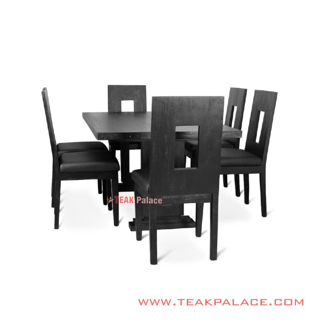 Meja Makan 6 Kursi Hitam Antik Malaka Meja Makan 6 Kursi Hitam Antik Malaka
