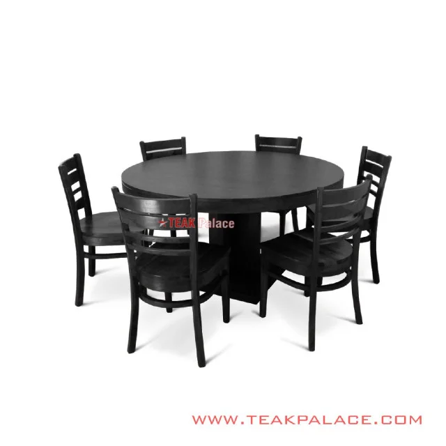 Set Meja Makan Donut Meja Jati Bundar