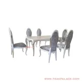 Meja Makan Set 6 Kursi Putih Silver Milano