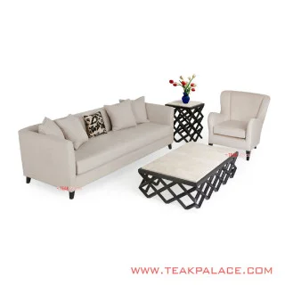 Sofa Minimalis Set 31 Set Accent Beludru Krem TKDN