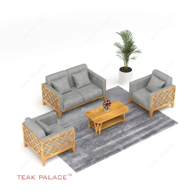 Kursi Tamu Kayu Jati 211 Minimalis Kain Abu-abu Seri Alvaro TKDN Kursi Tamu Kayu Jati 211 Minimalis Kain Abu-abu Seri Alvaro TKDN