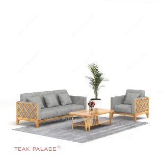 Kursi Santai Kayu Jati 31 Minimalis Warna Abu-Abu Seri Alvaro