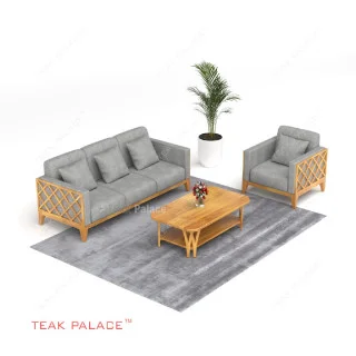 Kursi Santai Kayu Jati 31 Minimalis Warna Abu-Abu Seri Alvaro