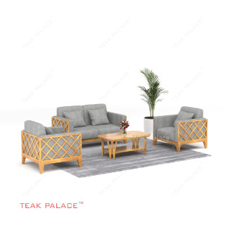 Kursi Tamu Kayu Jati 211 Minimalis Kain Abu-abu Seri Alvaro TKDN Kursi Tamu Kayu Jati 211 Minimalis Kain Abu-abu Seri Alvaro TKDN